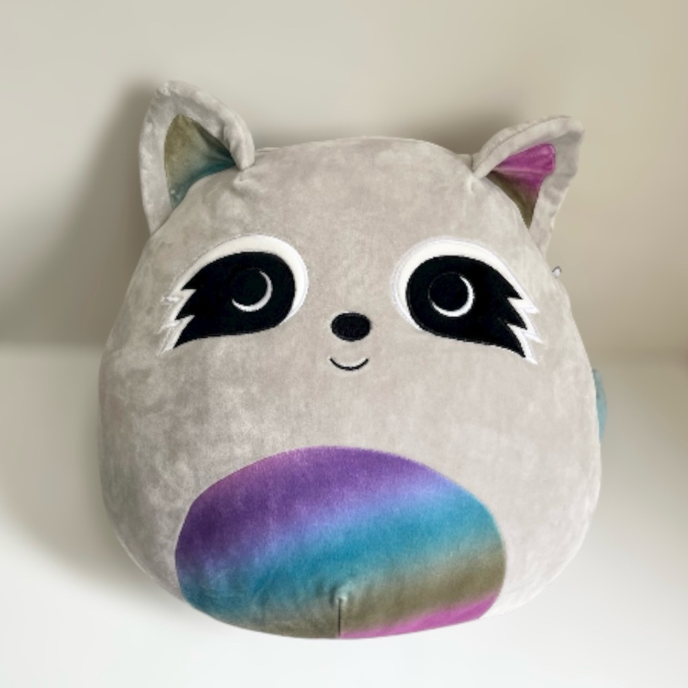 Kellytoy Squishmallows 16” MAX the Raccoon Rainbow Stuffed Animal Plush Toy